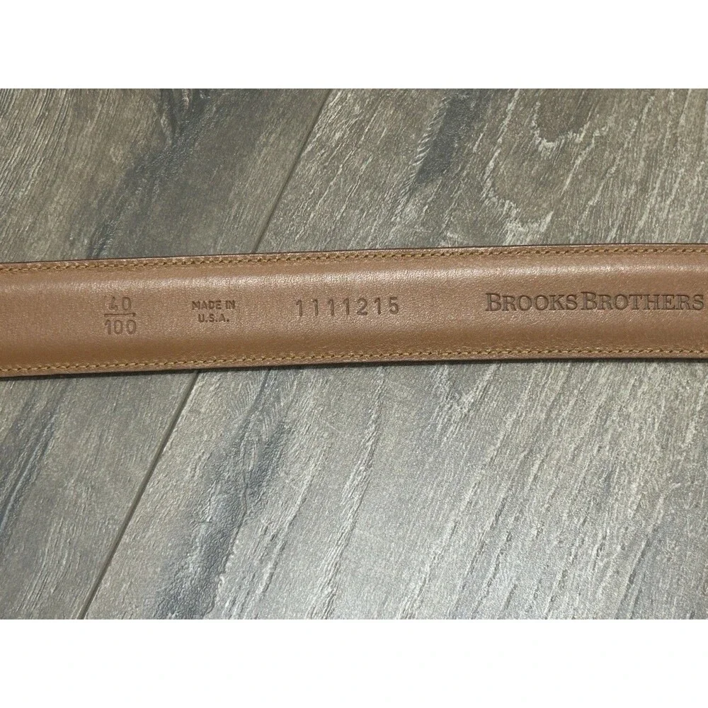 Brooks Brothers Brown Leather Belt 40/100 Brass Buckle 1.25” Made in USA